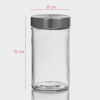 Банка стеклянная для хранения сыпучих продуктов Доляна &laquo;Премиум&raquo;, 550 мл, 15&times;8 см, с металлической крышкой