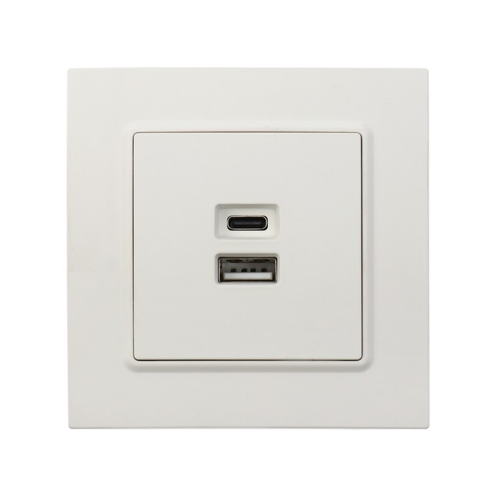 Розетка с USB-A + USB-C разъёмами, 2.1 A, 5В, TOT Elegant, скрытая, белая
