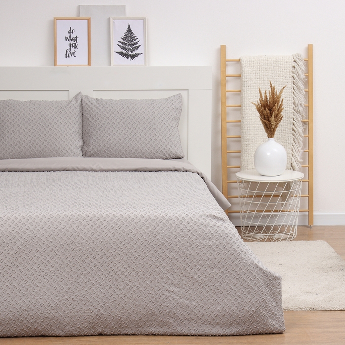 Постельное бельё LoveLife Tufting 2сп Постельное бельё LoveLife Tufting 2сп "Квадрат" 175*215см,200*230см,50*70см-2шт, цвет серый, 110 г/м2