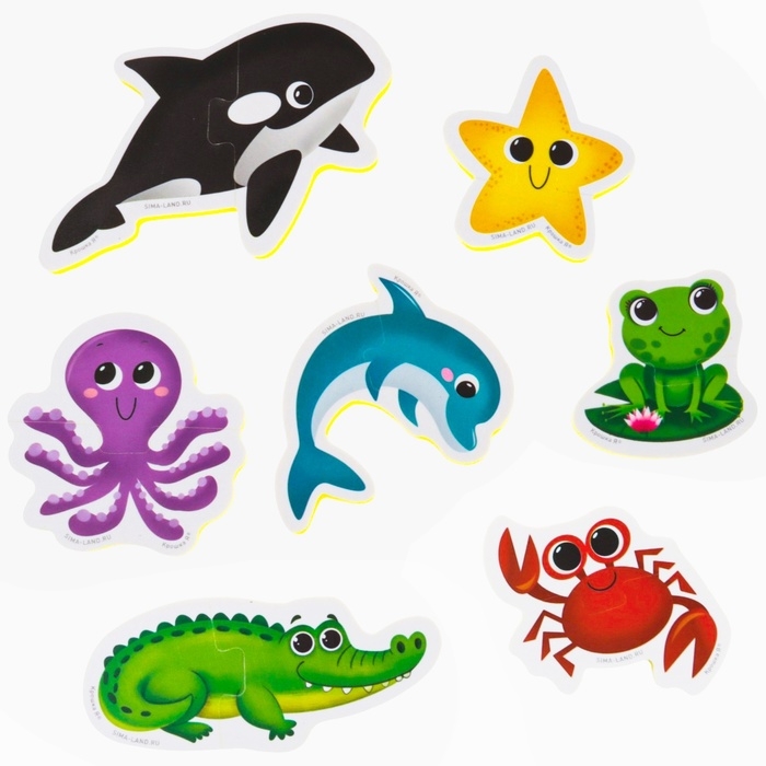 Мягкий пазл для малышей «Собираем животных», 20 пазлов, 40 деталей, Крошка Я Мягкий пазл для малышей «Собираем животных», 20 пазлов, 40 деталей, Крошка Я