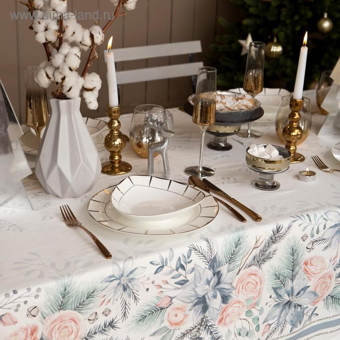 Скатерть "Этель" Christmas flowers 149х180см с ГМВО, 100%хл, 190г/м2