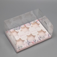 Коробка для капкейка, кондитерская упаковка, 6 ячеек &laquo;Цвети от счастья&raquo;, 16 х 23 х 11.5 см