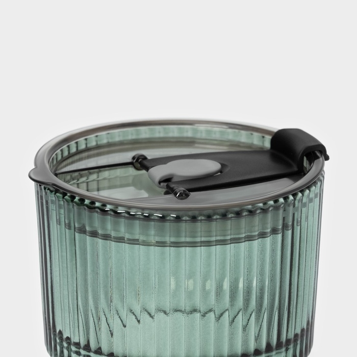 Стакан стеклянный с крышкой и трубочкой &laquo;Вино Верде&raquo;, 350 мл, цвет зелёный