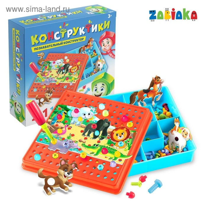 Конструктор винтовой &laquo;Конструктики: Животные&raquo;, 105 деталей