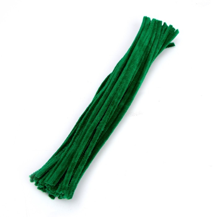 Проволока с ворсом для поделок и декора набор 50 шт., размер 1 шт. 30 &times; 0,6 см, цвет изумрудный