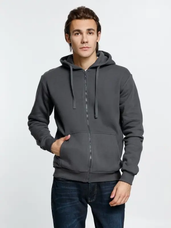Толстовка на молнии с капюшоном Siverga Heavy 2.0, темно-серая (графит), размер 4XL