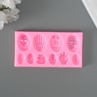 Молд силикон "Скелеты и черепа" 10 предметов 7,2х13,6 см Молд силикон "Скелеты и черепа" 10 предметов 7,2х13,6 см