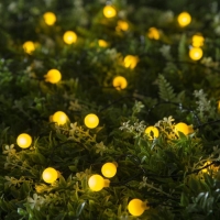 Гирлянда &laquo;Нить&raquo; 4.5 м с насадками &laquo;Шарики&raquo;, IP44, тёмная нить, 30 LED, свечение жёлтое, 2 режима, солнечная батарея