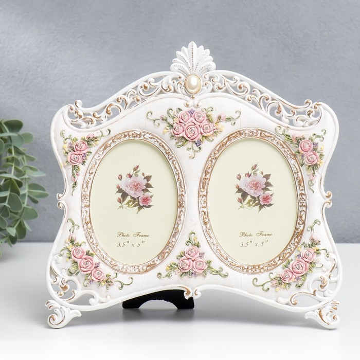 Фоторамка полистоун на 2 фото 10х15 см Фоторамка полистоун на 2 фото 10х15 см "Розарий" стразы 23х24,5 см
