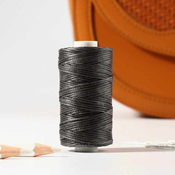 Нитки вощёные, плоские, 210D/16, 1 мм, 50 &plusmn; 2 м, цвет графит