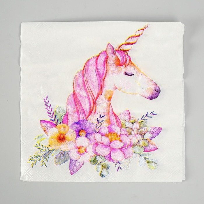 Салфетки бумажные &laquo;Прекрасный единорог&raquo;, набор 20 шт., 33х33 см