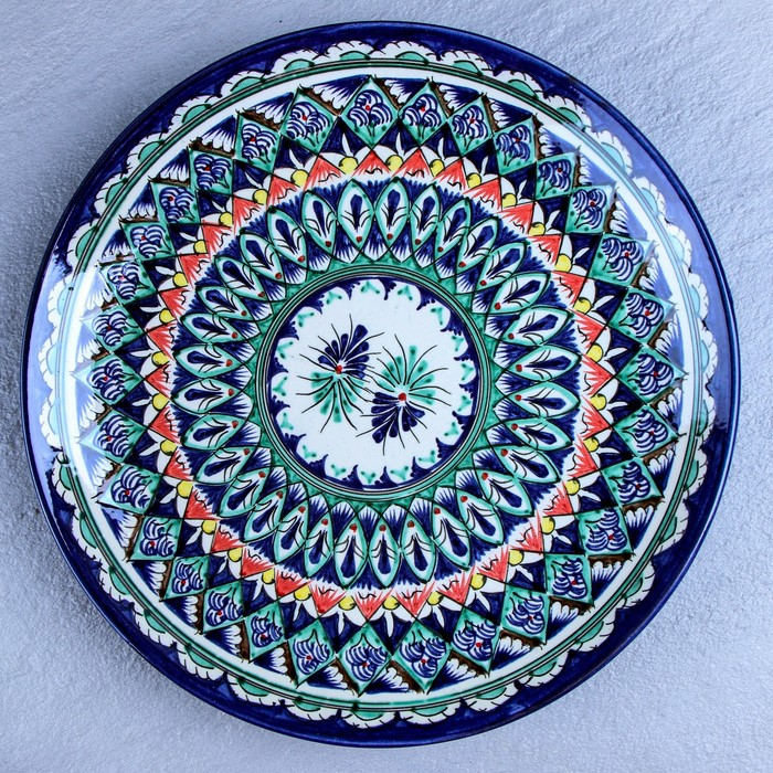 Ляган Риштанская Керамика Ляган Риштанская Керамика "Узоры", 32 см, синий