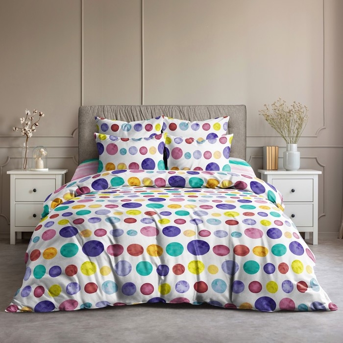 Постельное бельё Евро Ночь Нежна Стеклярус 220х200 см, 240х220 см, 70х70 см 2шт, поплин, 110г/м&sup2;, 100% хлопок