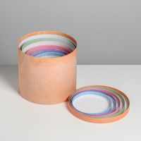 Набор шляпных коробок для цветов 5 в 1, упаковка подарочная, &laquo;Мрамор&raquo;, 14 х 13 см - 22 х 19,5 см