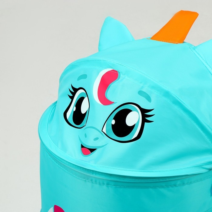 Корзина для хранения игрушек &laquo;Единорог&raquo; с ручками и крышкой, 55 х 33 х 33 см, голубая