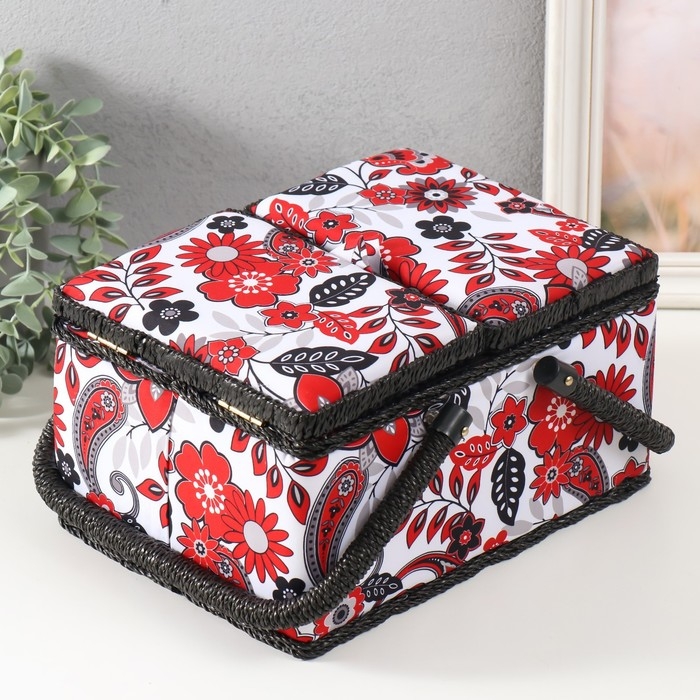 Шкатулка для рукоделия Шкатулка для рукоделия "Народный цветочный узор" 19х26х14,5 см