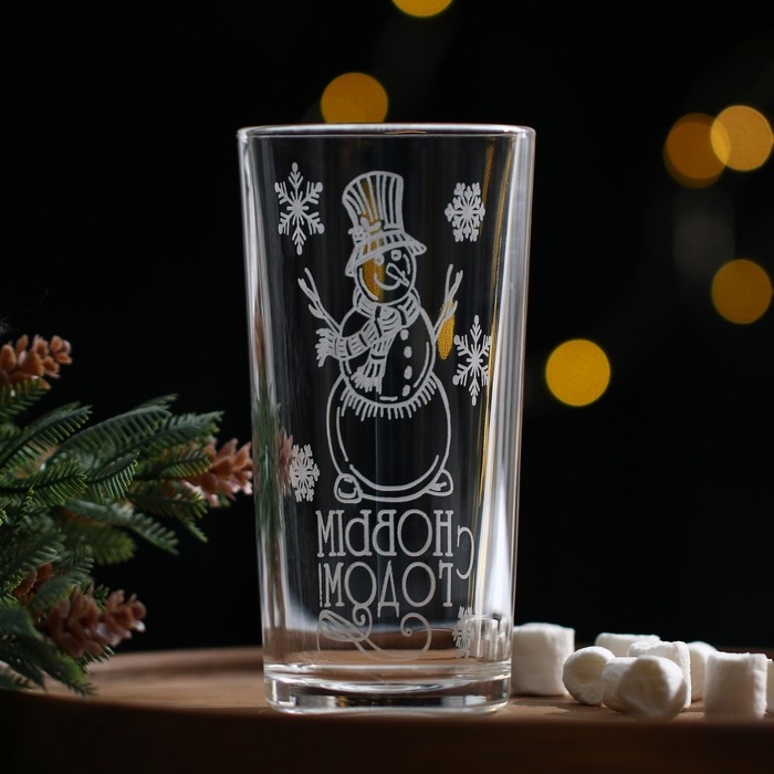 Новый год. Стакан стеклянный &laquo;Снеговик&raquo;, 280 мл