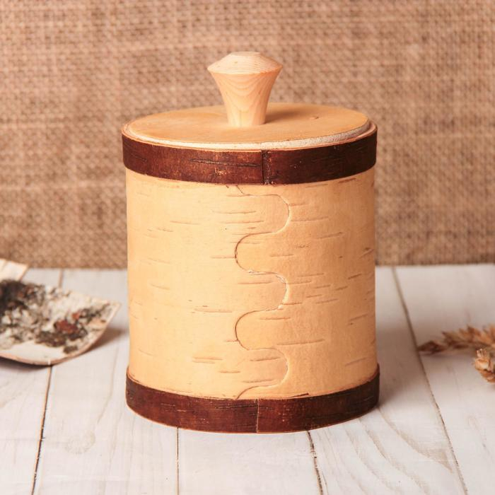 Туес «Мишка с пчелкой», 11×11×12 см, береста Туес «Мишка с пчелкой», 11×11×12 см, береста