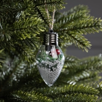 Елочный шар «Снежная хвоя» 9x5.5 cм, 1 LED, LR44x3 (в комплекте), свечение тёлое белое Елочный шар «Снежная хвоя» 9x5.5 cм, 1 LED, LR44x3 (в комплекте), свечение тёлое белое