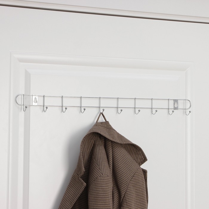 Вешалка настенная Доляна &laquo;Лето&raquo;, 10 крючков, 55&times;5&times;3.5 см, хромированная