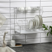 Сушилка для посуды с поддоном 2-х ярусная, настольно-настенная, 39,5&times;25&times;38 см, цвет хром