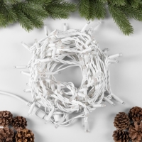 Гирлянда &laquo;Нить&raquo; 10 м, IP65, УМС, белая каучуковая нить, 100 LED, свечение мульти, 220 В