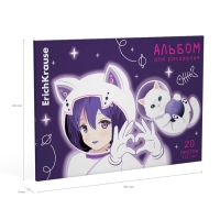 Альбом для рисования А4, 20 листов, блок 120 г/м², на клею, Erich Krause "Space Anime", 100% белизна, твердая подложка Альбом для рисования А4, 20 листов, блок 120 г/м², на клею, Erich Krause "Space Anime", 100% белизна, твердая подложка