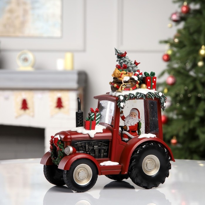 Фигура светодиодная &laquo;Праздничный трактор&raquo;, 25х13х21 см, музыка, батарейки ААх3 (не в комплекте), USB, свечение тёплое белое