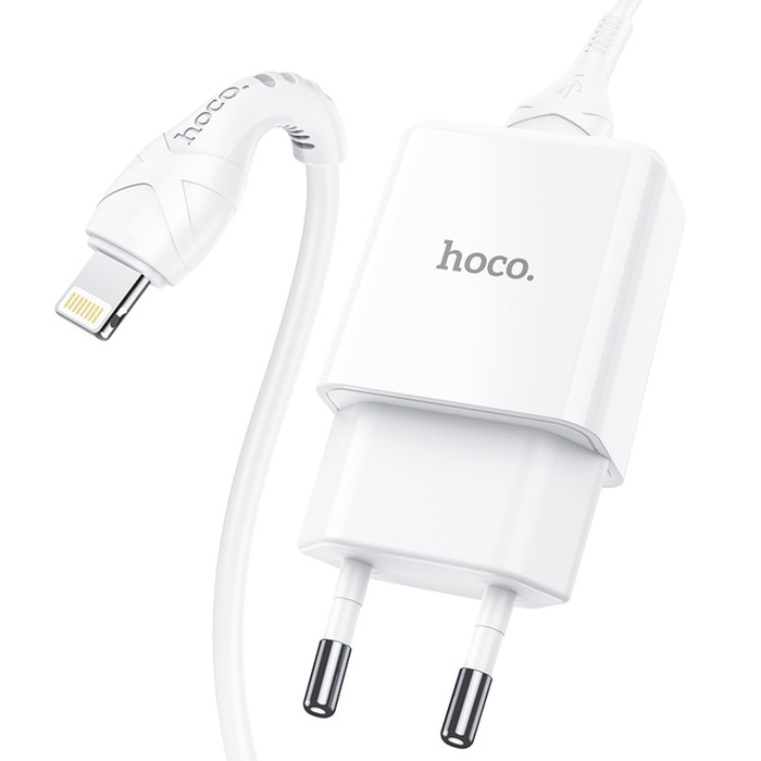 Сетевое зарядное устройство Hoco N9, USB - 2.1 А, кабель Lightning 1 м, белый Сетевое зарядное устройство Hoco N9, USB - 2.1 А, кабель Lightning 1 м, белый