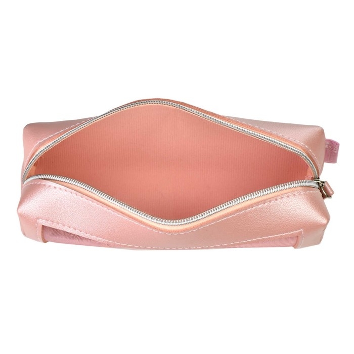 Пенал мягкий, 1 отделение, 55 х 195 х 60 мм, объёмный, искусственная кожа, с окном, нейлон, Феникс "Звезда" розовый 61312