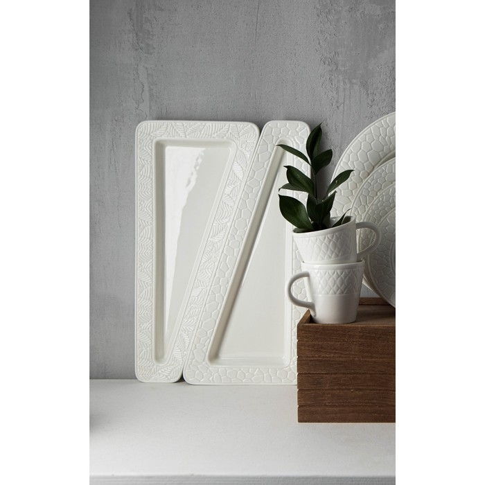 Блюдо фарфоровое для подачи Magistro Сrotone, 33,4&times;15,8&times;2,5 см, цвет белый