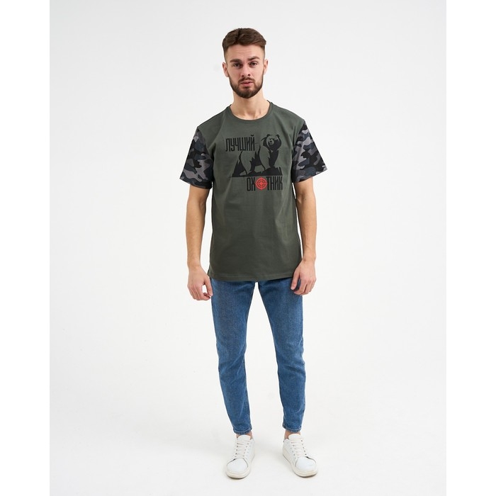 Футболка мужская KAFTAN "Охотник", хаки, р. 50