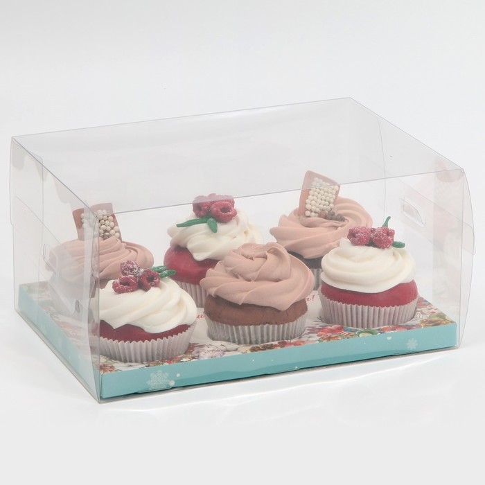 Коробка для капкейка &laquo;Акварель&raquo;, 23 х 16 х 11.5 см, Новый год