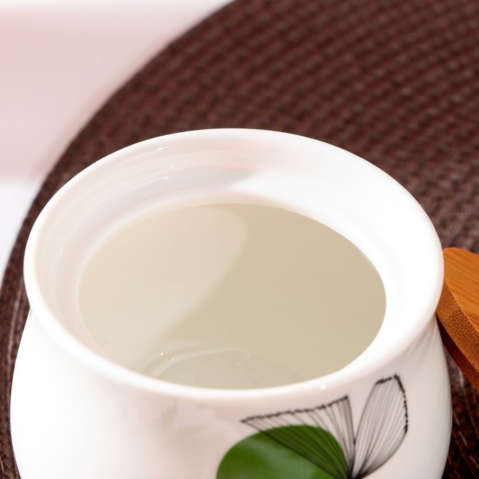 Сахарница керамическая &laquo;Листья&raquo;, 230 мл, цвет белый