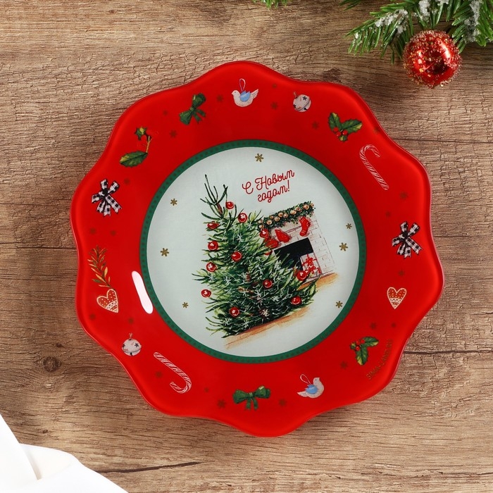 Новый год. Тарелка стеклянная &laquo;Новогодний уют&raquo;, 20 см