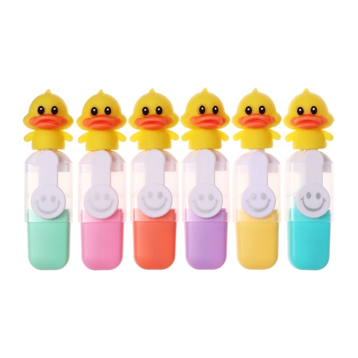 Набор маркеров текстовыделителей 6 штук 6 цветов, в пенале на молнии Утки Набор маркеров текстовыделителей 6 штук 6 цветов, в пенале на молнии Утки