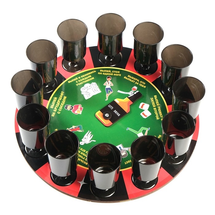 Настольная игра для весёлой компании алкогольная "Пьяная рулетка", d-30 см, бутылка 9 см