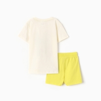 Комплект для мальчика (футболка, шорты), цвет молочный, рост 98 см