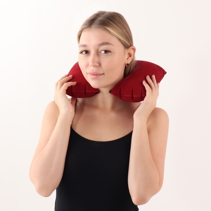 Подушка для шеи дорожная, надувная, 42 &times; 27 см, цвет МИКС