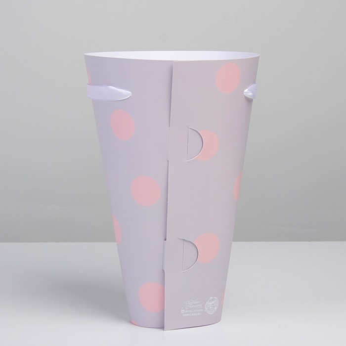 Переноска для цветов круглая на лентах &laquo;With love&raquo;, 15 &times; 23.3 &times; 7.5 см, &Oslash; 15 см