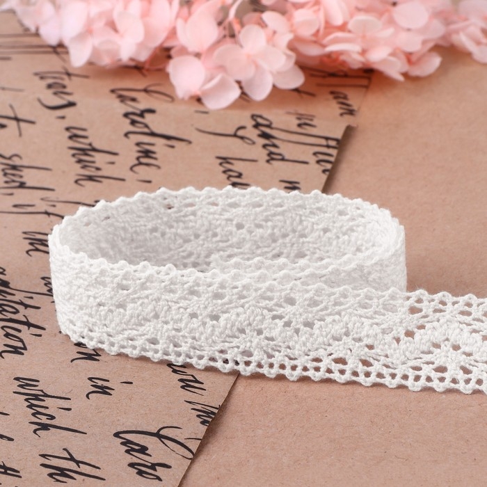 Кружево вязаное, 20 мм &times; 10 &plusmn; 1 м, цвет белый