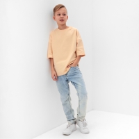 Футболка детская MINAKU:Basic line kids цвет светло-бежевый, рост 122 см