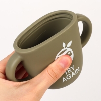 Поильник с трубочкой детский силиконовый «Try again», 200 мл., с ручками, цвет зеленый Поильник с трубочкой детский силиконовый «Try again», 200 мл., с ручками, цвет зеленый