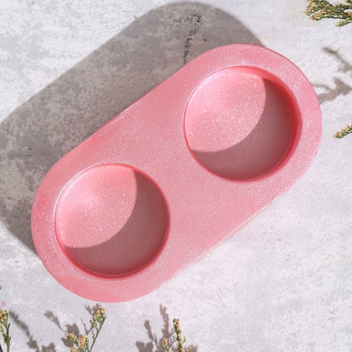 Подсвечник Подсвечник "Мрамор" из гипса для двух свечей овальный, 12х6х3см, розовый