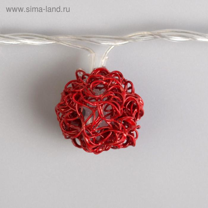 Гирлянда &laquo;Нить&raquo; 4 м с насадками &laquo;Шарик проволока&raquo;, IP20, прозрачная нить, 20 LED, свечение мульти, 8 режимов, 220 В