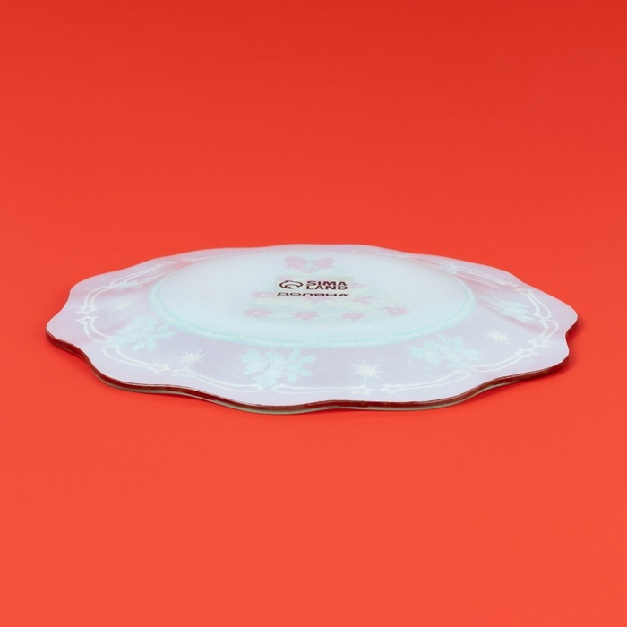 Тарелка стеклянная десертная Доляна &laquo;Новогодняя ель&raquo;, d=20,5 см