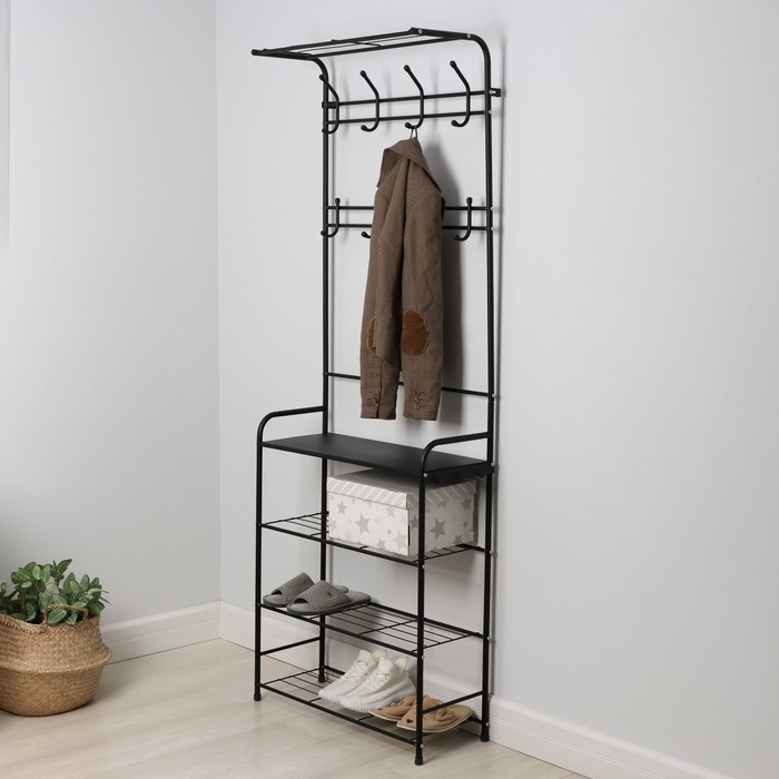 Стеллаж в прихожую &laquo;Константа&raquo;, 69&times;26&times;183 см, цвет чёрный