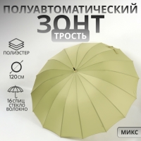 Зонт - трость полуавтоматический «Пастель», 16 спиц, R = 52/60 см, D = 120 см, цвет зелёный Зонт - трость полуавтоматический «Пастель», 16 спиц, R = 52/60 см, D = 120 см, цвет зелёный