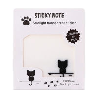 Блок с липким краем 75мм х 75мм 50л пластик прозрачные с блестками Котик Блок с липким краем 75мм х 75мм 50л пластик прозрачные с блестками Котик