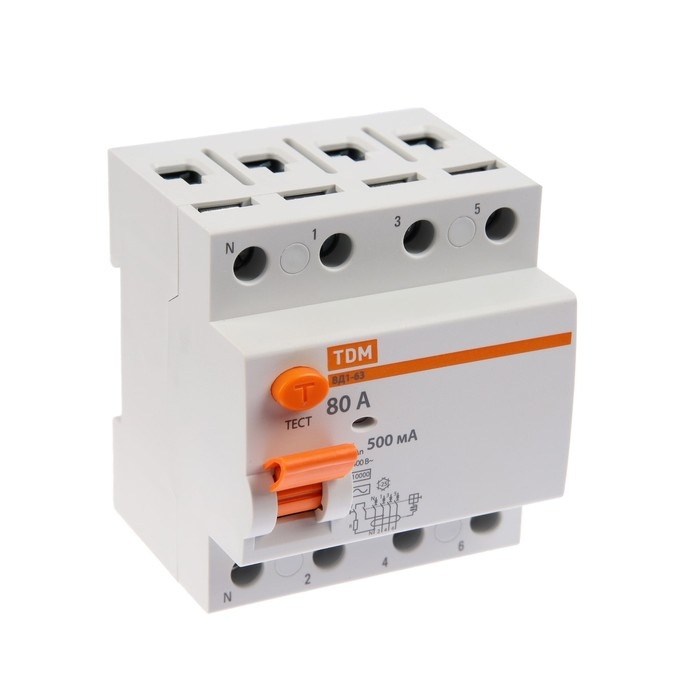 УЗО TDM ВД1-63, 4п, 80 А, 500мА, SQ0203-0101 УЗО TDM ВД1-63, 4п, 80 А, 500мА, SQ0203-0101